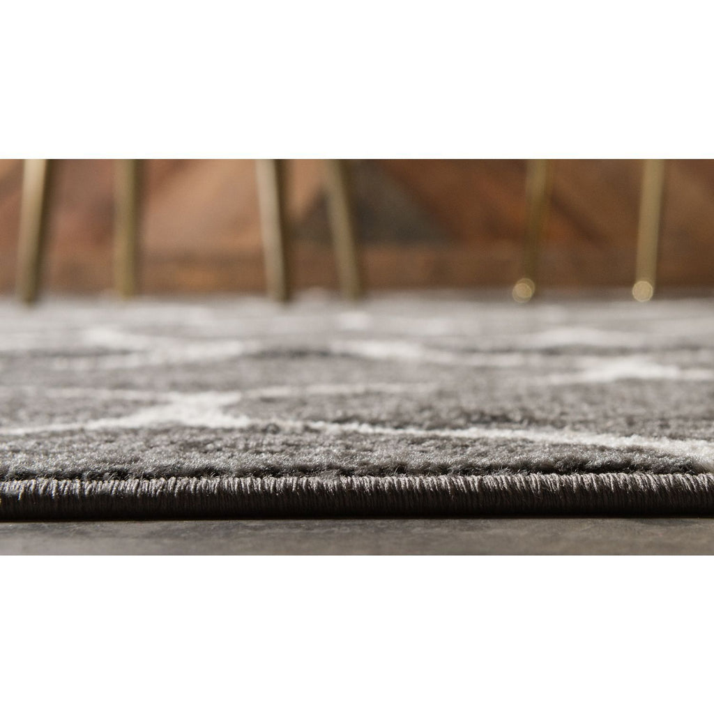 unique loom rounded trellis frieze trf003dgr dark gray rug