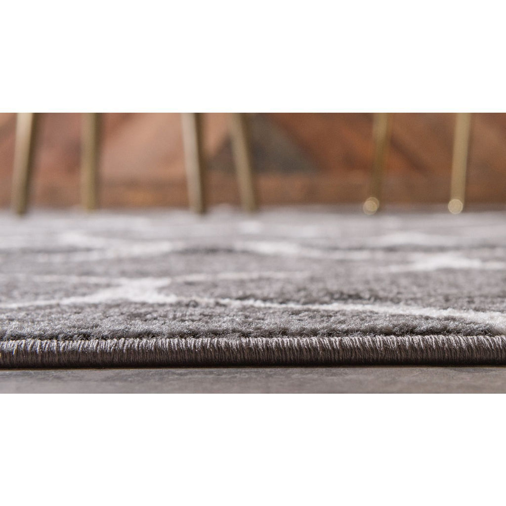 unique loom rounded trellis frieze trf003dgr dark gray rug