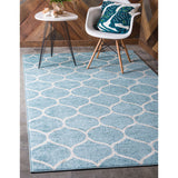 unique loom rounded trellis frieze trf003lbl light blue rug