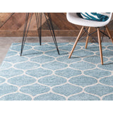 unique loom rounded trellis frieze trf003lbl light blue rug