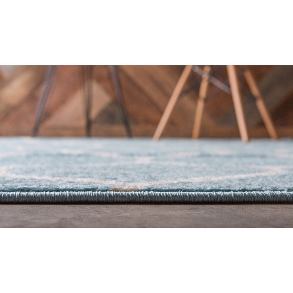 unique loom rounded trellis frieze trf003lbl light blue rug