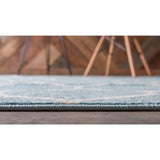unique loom rounded trellis frieze trf003lbl light blue rug