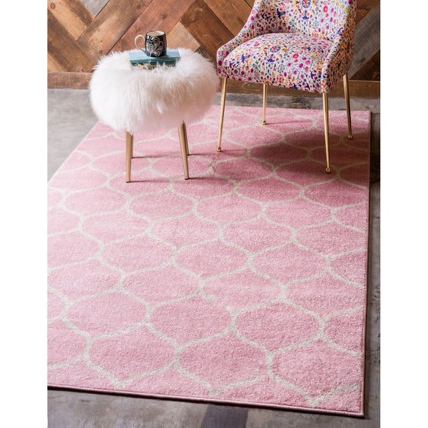 unique loom rounded trellis frieze trf003pin pink rug
