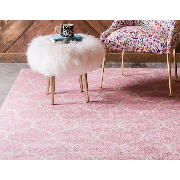 unique loom rounded trellis frieze trf003pin pink rug