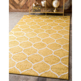 unique loom rounded trellis frieze trf003yel yellow rug