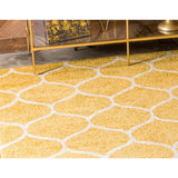 unique loom rounded trellis frieze trf003yel yellow rug