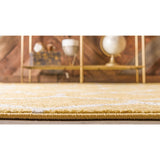 unique loom rounded trellis frieze trf003yel yellow rug