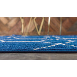 unique loom geometric trellis frieze trf002nvb navy blue rug