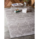 unique loom geometric trellis frieze trf002lgr light gray rug