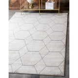 unique loom geometric trellis frieze trf002ivr ivory rug