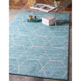 unique loom geometric trellis frieze trf002lbl light blue rug