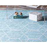 unique loom geometric trellis frieze trf002lbl light blue rug