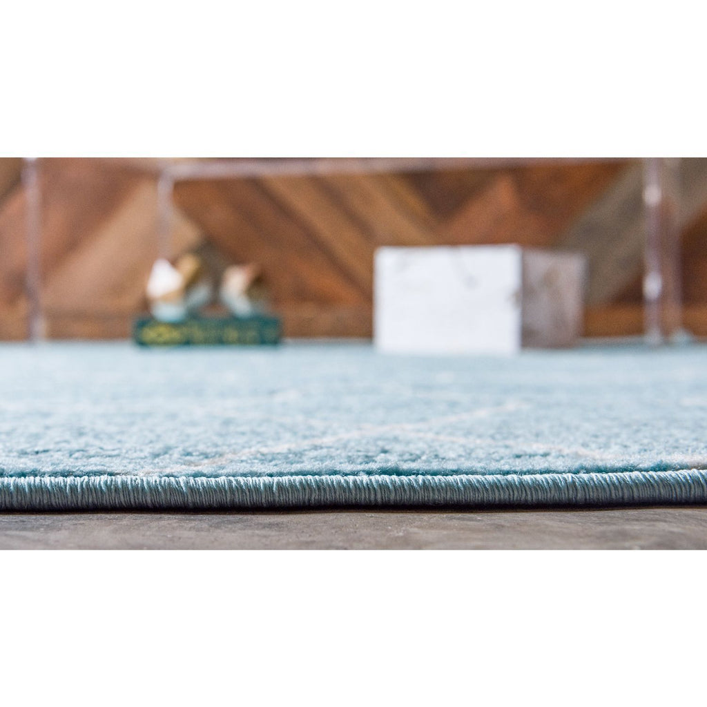 unique loom geometric trellis frieze trf002lbl light blue rug