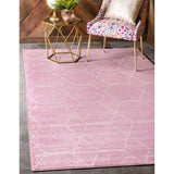 unique loom geometric trellis frieze trf002lpi light pink rug