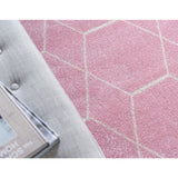 unique loom geometric trellis frieze trf002lpi light pink rug