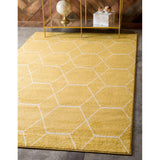 unique loom geometric trellis frieze trf002yel yellow rug