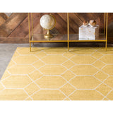 unique loom geometric trellis frieze trf002yel yellow rug