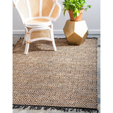 unique loom assam braided jute bjt001nbl natural black rug