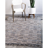 unique loom checkered chindi jute cjt001blu blue rug