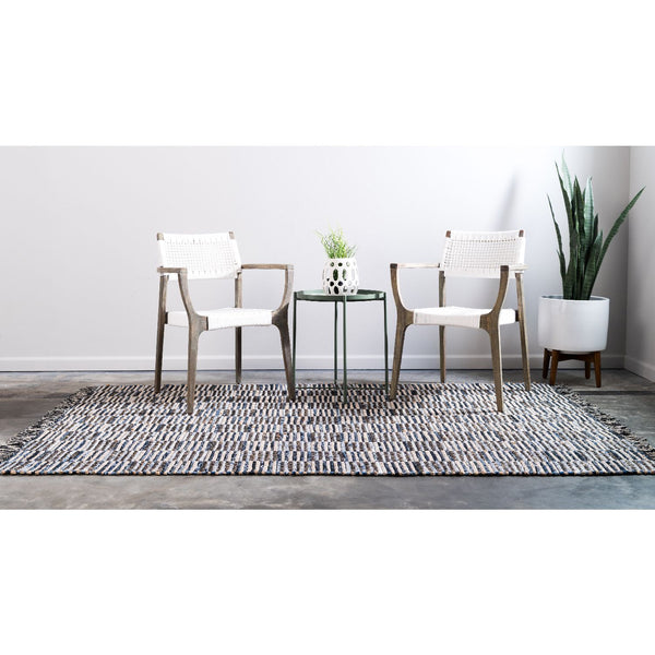 unique loom checkered chindi jute cjt001blu blue rug