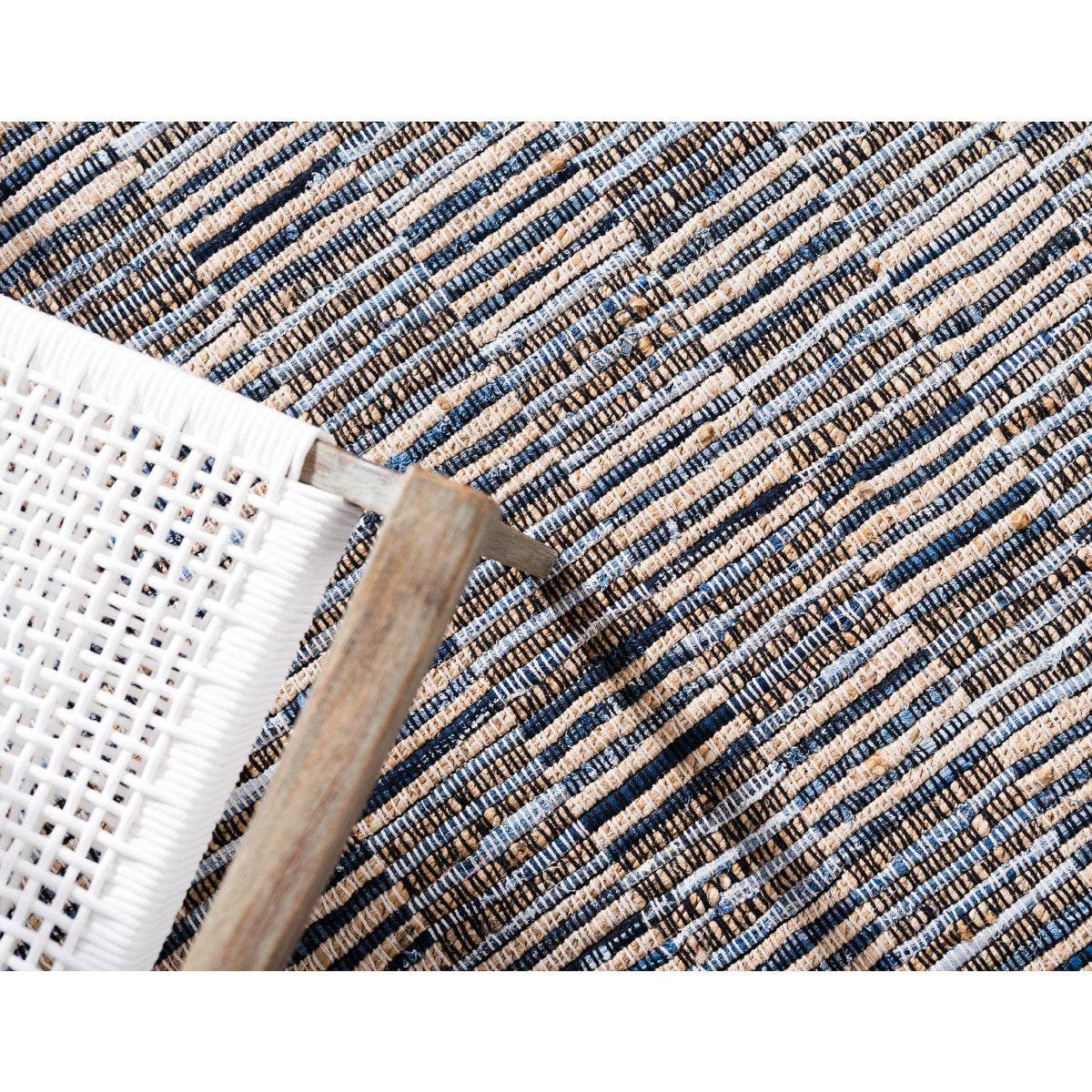 unique loom checkered chindi jute cjt001blu blue rug
