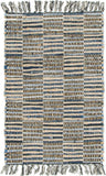 unique loom checkered chindi jute cjt001blu blue rug