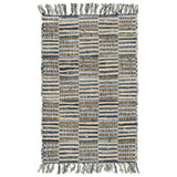 Unique Loom Checkered Chindi Jute CJT001BLU Blue Rug