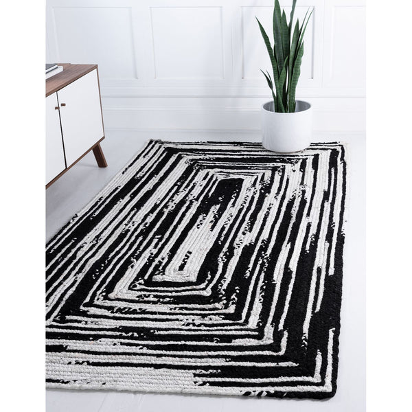 unique loom braided chindi bch003blk black white rug