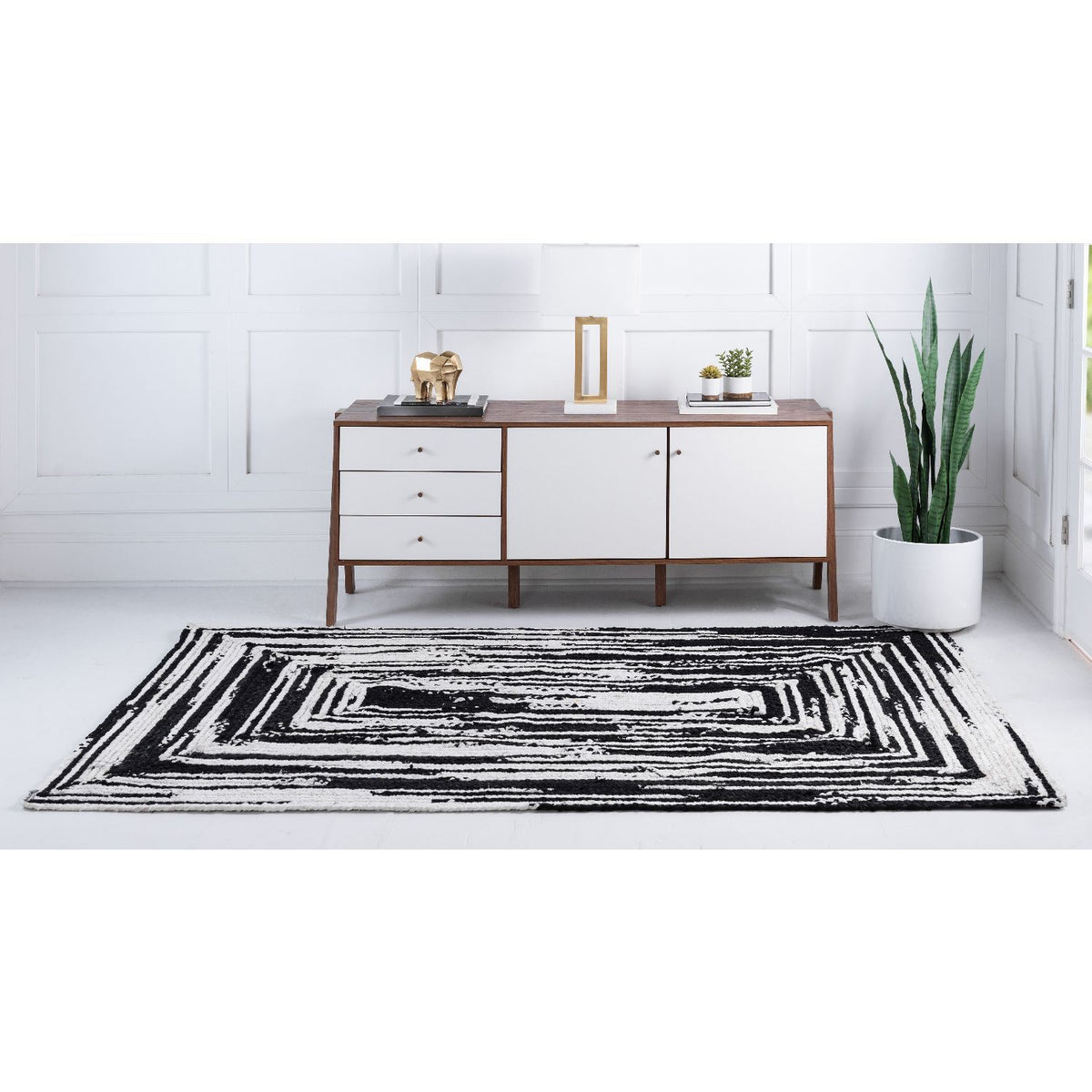 unique loom braided chindi bch003blk black white rug