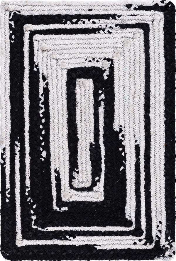 unique loom braided chindi bch003blk black white rug