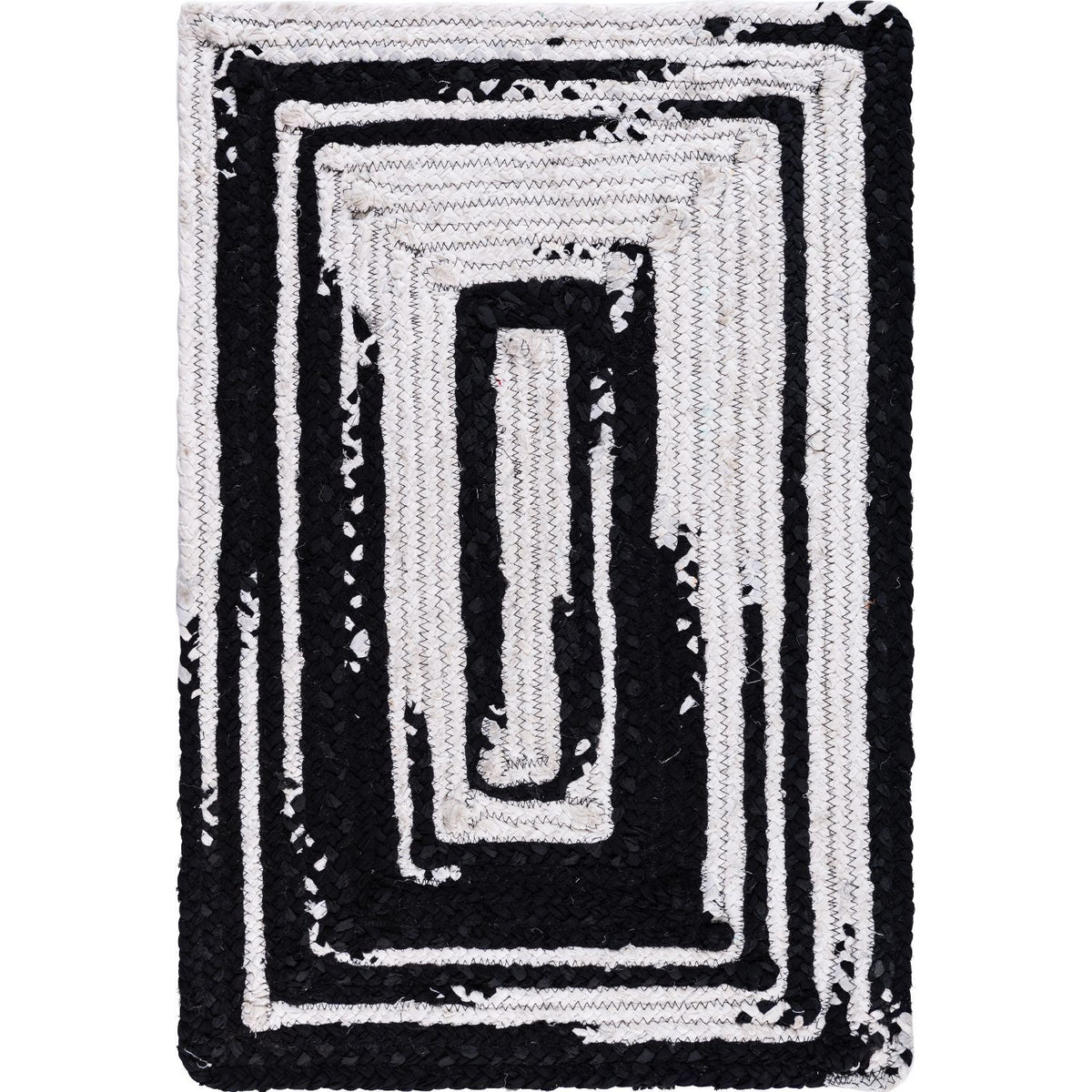 Unique Loom Braided Chindi BCH003BLK Black/White Rug
