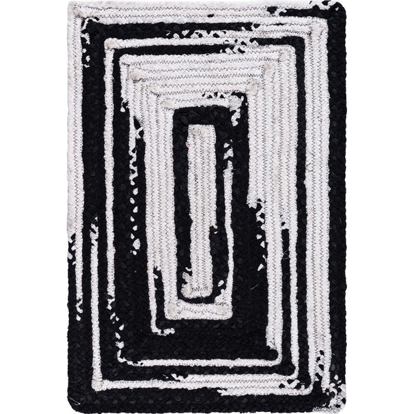 Unique Loom Braided Chindi BCH003BLK Black/White Rug