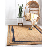 unique loom gujarat braided jute bjt008nnb natural navy blue rug