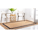 unique loom gujarat braided jute bjt008nnb natural navy blue rug