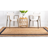unique loom gujarat braided jute bjt008nnb natural navy blue rug