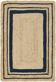 Unique Loom Gujarat Braided Jute BJT008NNB Natural/Navy Blue Rug