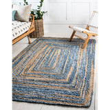 unique loom braided chindi bch004bun blue natural rug