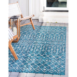 unique loom outdoor tribal trellis otr009tll teal gray rug