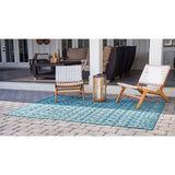 unique loom outdoor tribal trellis otr009tll teal gray rug