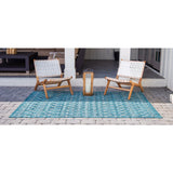 unique loom outdoor tribal trellis otr009tll teal gray rug