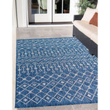unique loom outdoor tribal trellis otr009blu blue ivory rug