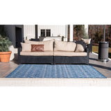 unique loom outdoor tribal trellis otr009blu blue ivory rug