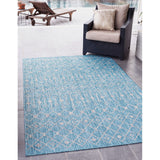 unique loom outdoor tribal trellis otr009aqb aqua blue ivory rug