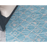 unique loom outdoor tribal trellis otr009aqb aqua blue ivory rug