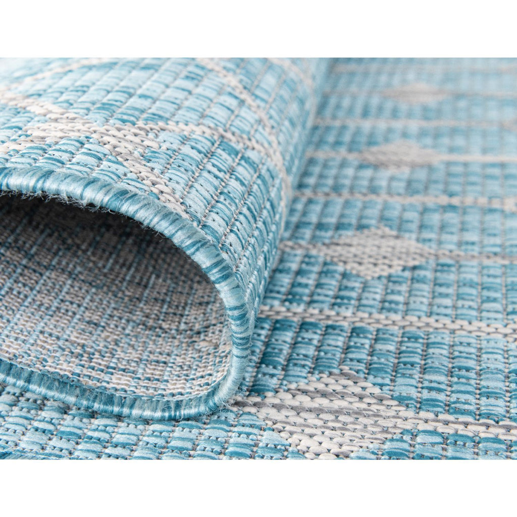 unique loom outdoor tribal trellis otr009aqb aqua blue ivory rug