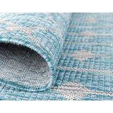 unique loom outdoor tribal trellis otr009aqb aqua blue ivory rug