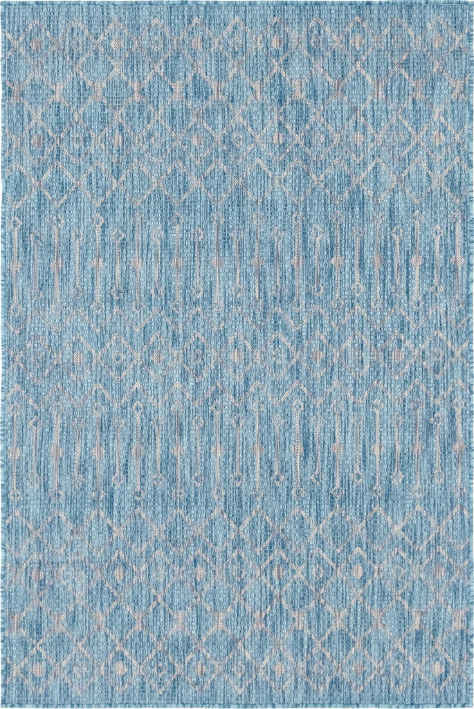 unique loom outdoor tribal trellis otr009aqb aqua blue ivory rug