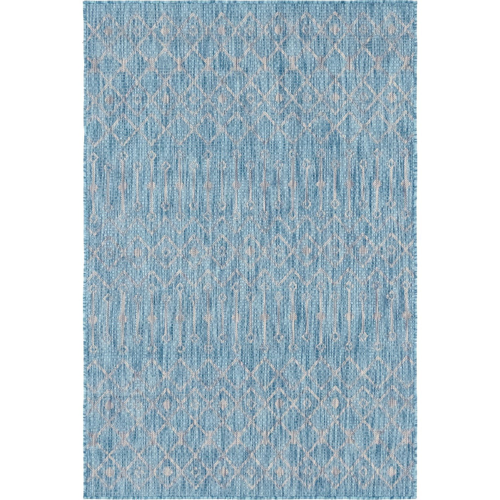 unique loom outdoor tribal trellis otr009aqb aqua blue ivory rug
