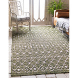 unique loom outdoor tribal trellis otr009grn green ivory rug