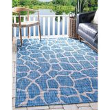 unique loom outdoor giraffe osf001blu blue rug
